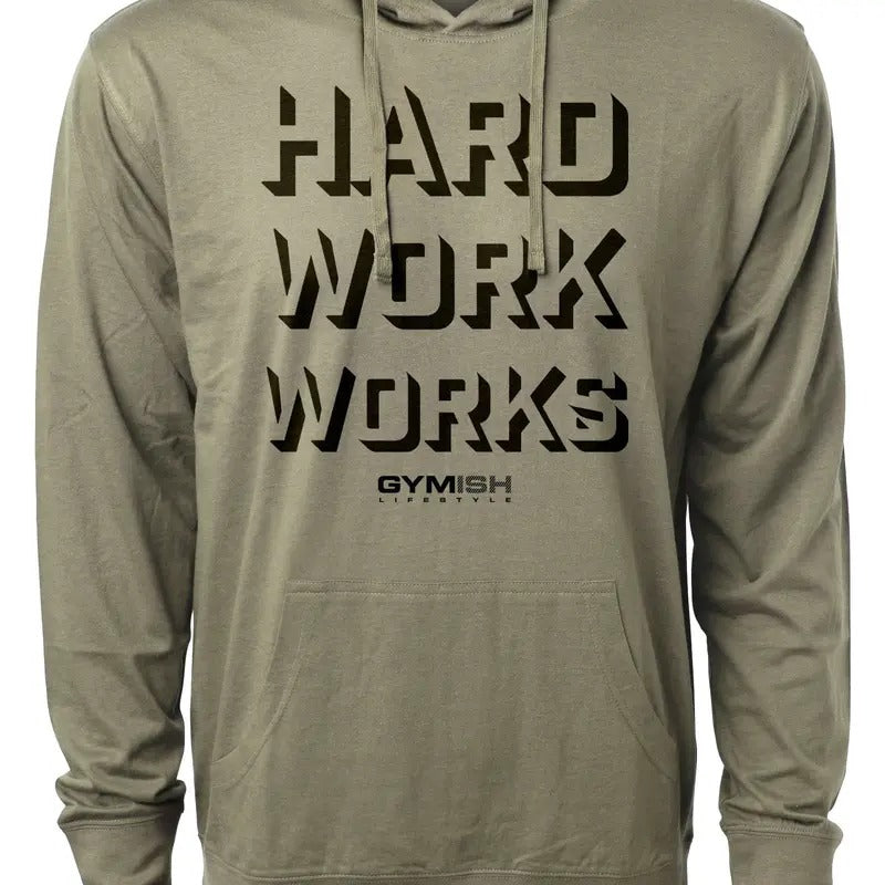 049. Hard Work Works Lightweight Workout Long Sleeve Hooded Gym Cotton Menswear T-Shirts, Hoodie, Sweatshirt