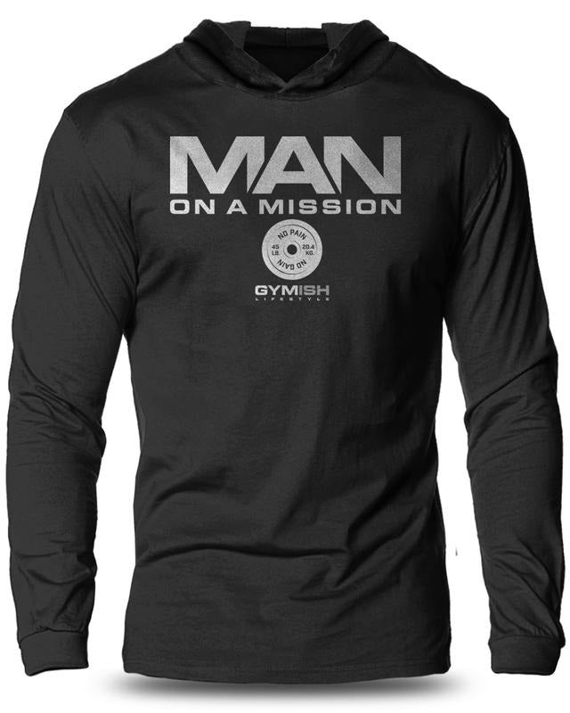 072. Man Mission Lightweight Workout Long Sleeve Hooded Gym Soft Cotton Menswear T-Shirts, Hoodie, Sweatshirt