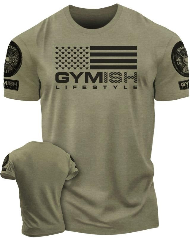 074. Gymish Flag Funny Workout Gym T-Shirt for Men Athletic Training Apparel Hoodie, Sweatshirt | GrindPrints.com