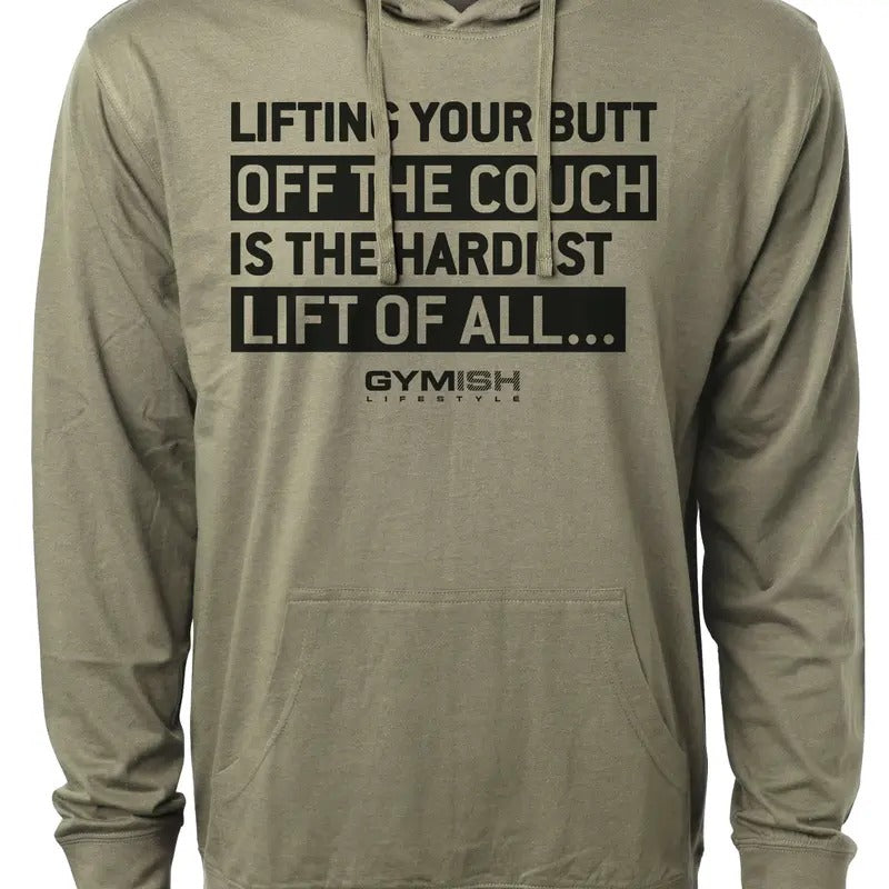 081. Hardest Lift Workout Gym Hoodie for Men Cotton Menswear T-Shirts, Sweatshirt | GrindPrints.com