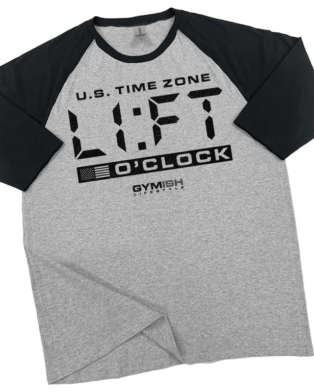 089. RAGLAN LIFT O'Clock Funny Workout Gym T-Shirt for Men Hoodie, Sweatshirt | GrindPrints.com