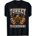 1 Piece 100% Cotton Thanksgiving Turkey Touchdown Football . Classic Fit Short Sleeve Black Printed Hand Feel Cotton Fine Printed Made Usa T-Shirts, Hoodie, Sweatshirt