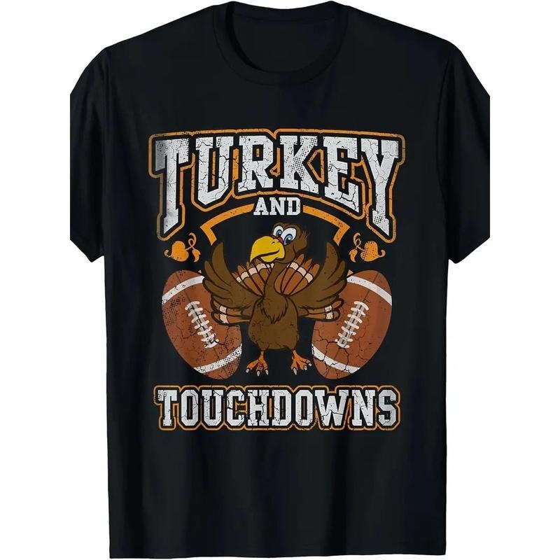 1 Piece 100% Cotton Thanksgiving Turkey Touchdown Football . Classic Fit Short Sleeve Black Printed Hand Feel Cotton Fine Printed Made Usa T-Shirts, Hoodie, Sweatshirt