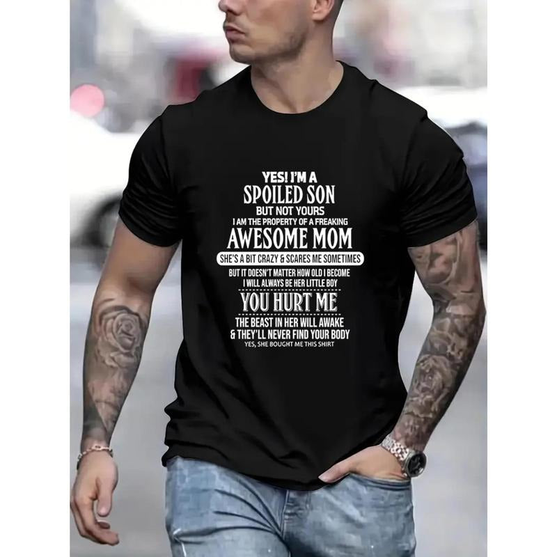 1 pc, 100% cotton T-shirt, AWESOME MOM printed crew neck men's T-shirt, casual short sleeve top, men's Made in USA...