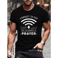 1 pc, 100% cotton T-shirt, CONNECT TO GOD Print Men's Crew Neck T-shirt, Short Sleeve Comfy Versatile Tee Tops, Summer...