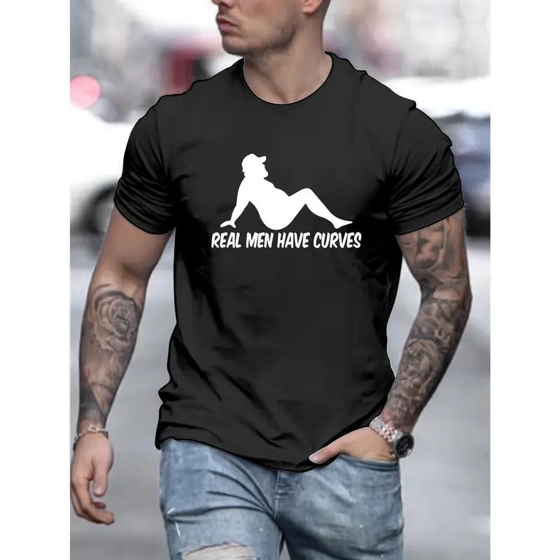 1 pc, 100% cotton T-shirt, Funny Print Men's Crew Neck Fashionable Short Sleeve Sports T-shirt, Comfortable And...