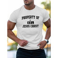 1 pc, 100% cotton T-shirt, PROPERTY OF JESUS CHRIST printed men's heavy cotton round neck short sleeve T-shirt, casual...
