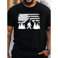 1 pc, 100% cotton T-shirt, Plus Size Men's Mountains Print Creative Top, Casual Short Sleeve Crew Neck T-shirt, Men's...