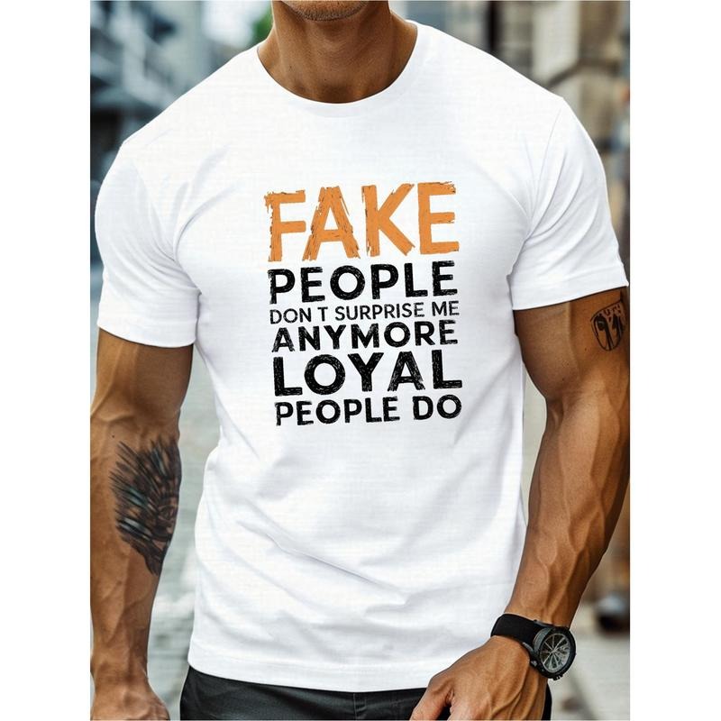 1 pc, 100% cotton T-shirt, loyal people surprised me printed men's fashion short sleeve T-shirt, portable all-in-one...