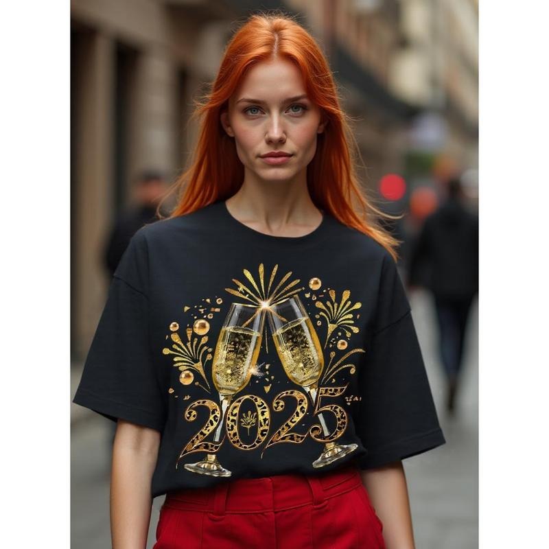 [100% Cotton] Cheers to 2025, 2025 New T-shirt Women Men Hoodie, Sweatshirt | GrindPrints.com