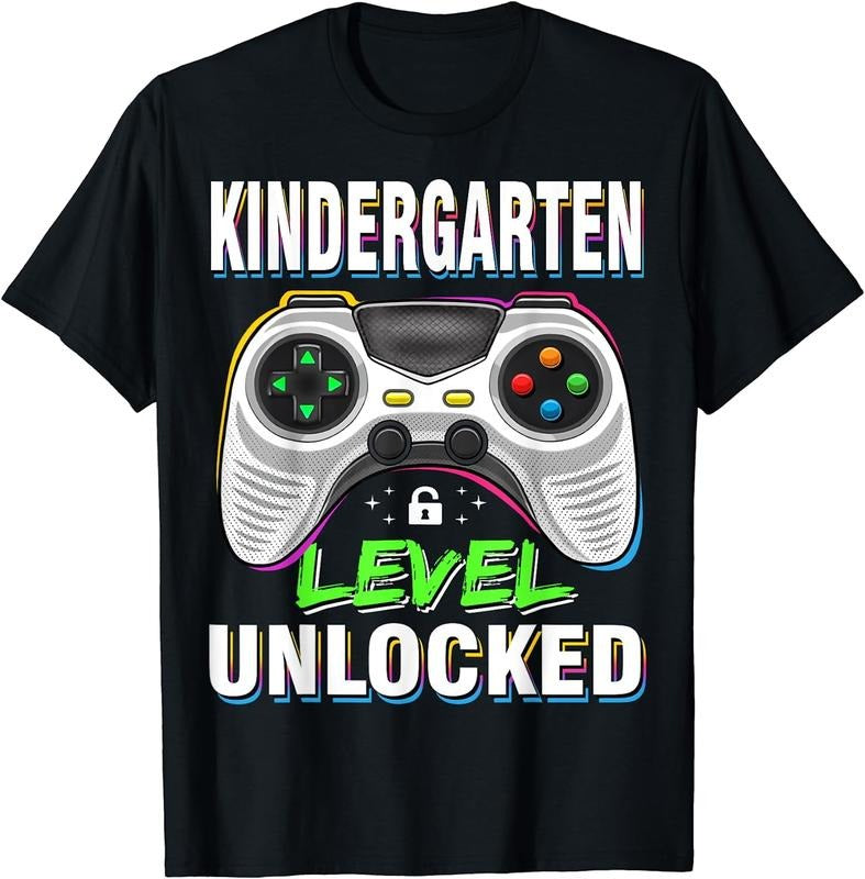 [100% Cotton] First Day of Kindergarten Level Unlocked Back To School T-Shirt Hoodie, Sweatshirt | GrindPrints.com