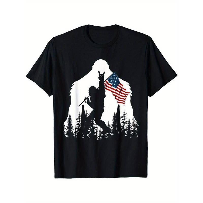 [100% Cotton] High Quality Funny American Flag Sasquatch Believers T-Shirt Hoodie, Sweatshirt | GrindPrints.com