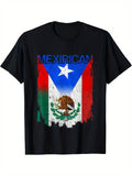 [100% Cotton] Mexican Flag Print T-Shirt, 100% Cotton Crew Neck, Casual All-Season Tee Hoodie, Sweatshirt | GrindPrints.com