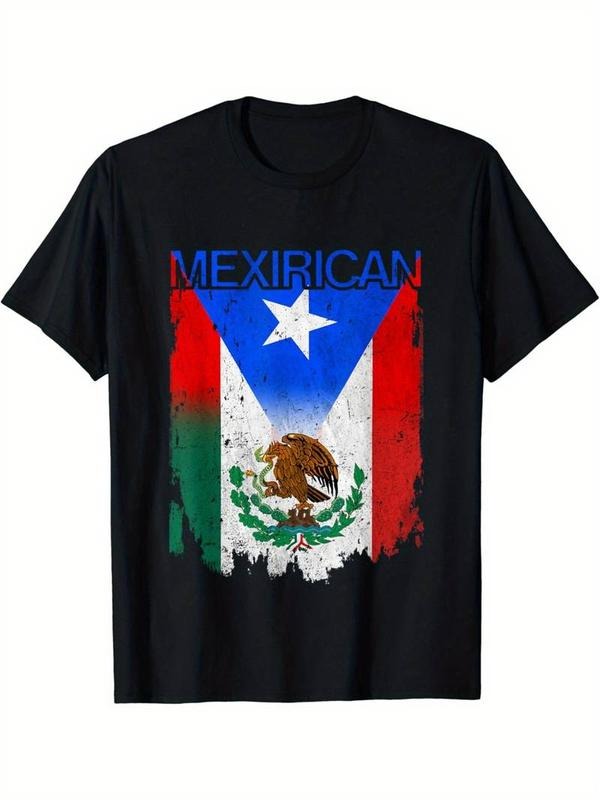 [100% Cotton] Mexican Flag Print T-Shirt, 100% Cotton Crew Neck, Casual All-Season Tee Hoodie, Sweatshirt | GrindPrints.com