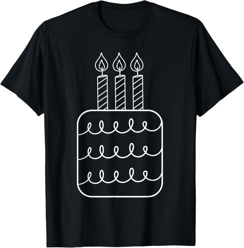 100% Cotton  Third Birthday Cake with Candles  T-Shirt T-Shirt Hoodie, Sweatshirt | GrindPrints.com
