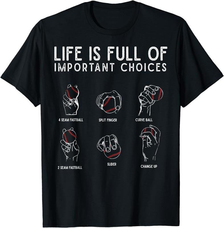 [100% Cotton] Types of Baseball Pitches Life Choices Pitcher Player T-Shirt Hoodie, Sweatshirt | GrindPrints.com