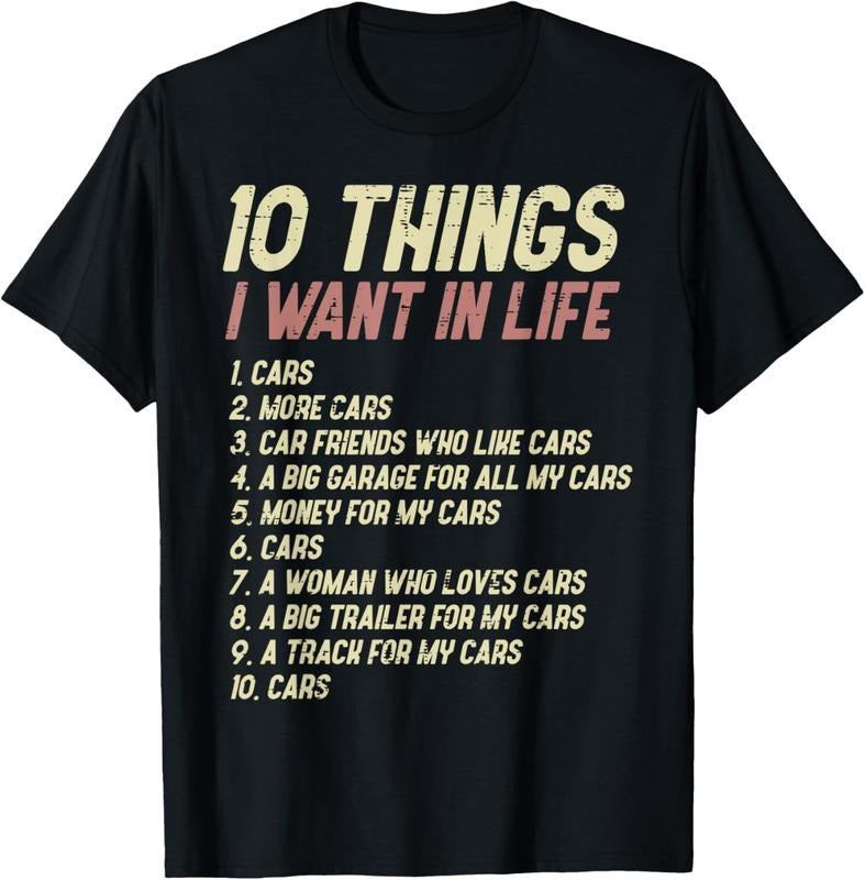 100% Cotton 10 Things I Want In Life Cars Funny Driver Racing Racer Gift T-Shirt Hoodie, Sweatshirt | GrindPrints.com