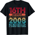 100% Cotton 16th Birthday 16 Year Old Gifts Vintage 2008 Limited Edition T-Shirt Hoodie, Sweatshirt | GrindPrints.com