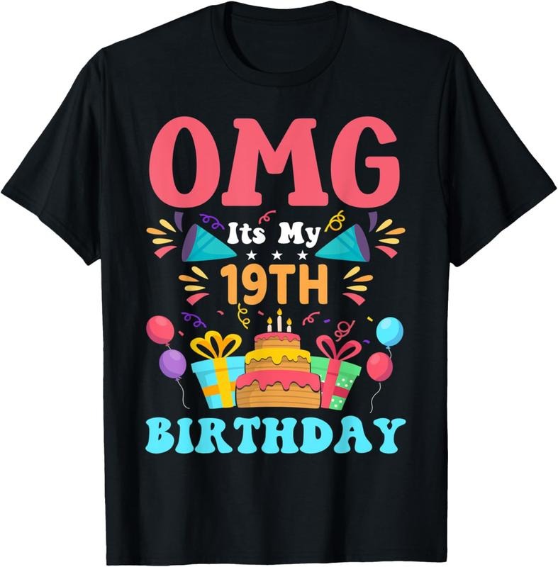 100% Cotton 19 Year Old Birthday Party Gift Omg Happy 19th Birthday T-Shirt Hoodie, Sweatshirt | GrindPrints.com