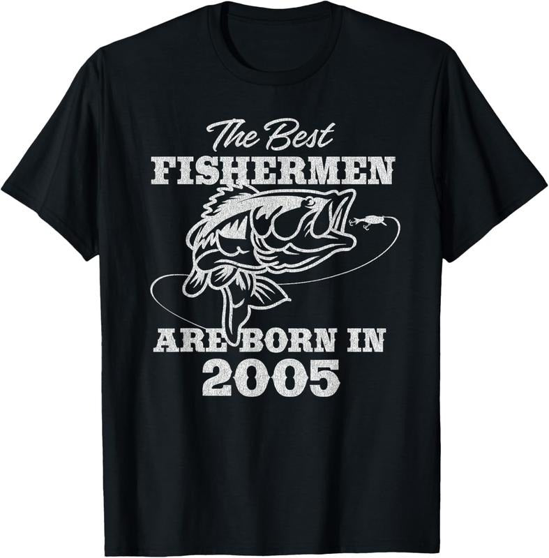 100% Cotton 19 Year Old Fisherman Fishing 2005 19th Birthday T-Shirt Hoodie, Sweatshirt | GrindPrints.com