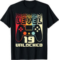100% Cotton 19th Birthday For Men Level 19 Unlocked Gamer 19 Year Old T-Shirt Hoodie, Sweatshirt | GrindPrints.com