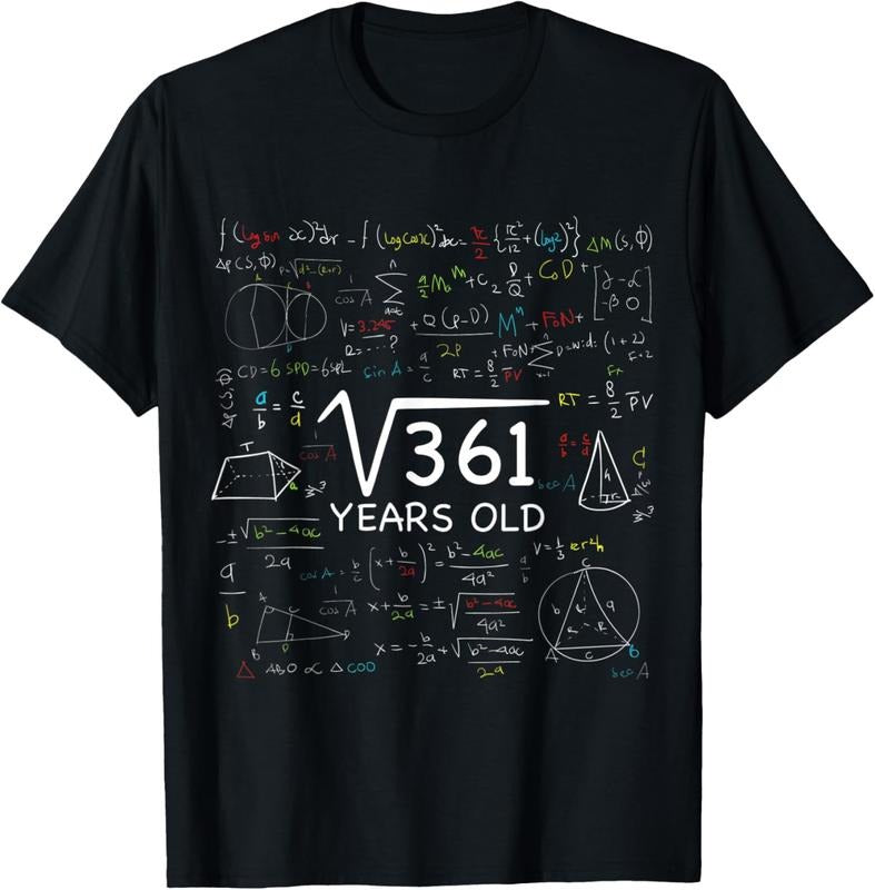 100% Cotton 19th Math Birthday 19 Year Old Gift Square Root Of 361 Bday T-Shirt Hoodie, Sweatshirt | GrindPrints.com