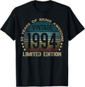 100% Cotton 30th Birthday 30 Year Old Gifts Vintage 1994 Limited Edition T-Shirt Hoodie, Sweatshirt | GrindPrints.com