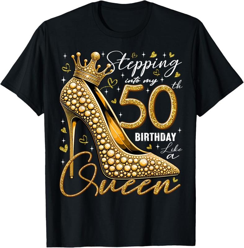 100% Cotton 50 Year Old Gifts High Heels Stepping Into My 50th Birthday T-Shirt Hoodie, Sweatshirt | GrindPrints.com