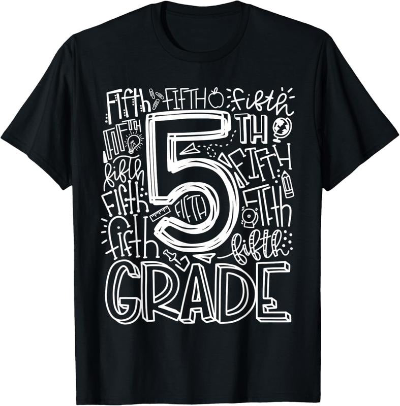 100% Cotton 5th Grade Typography Team Fifth Grade Teacher Back School T-Shirts, Hoodie, Sweatshirt