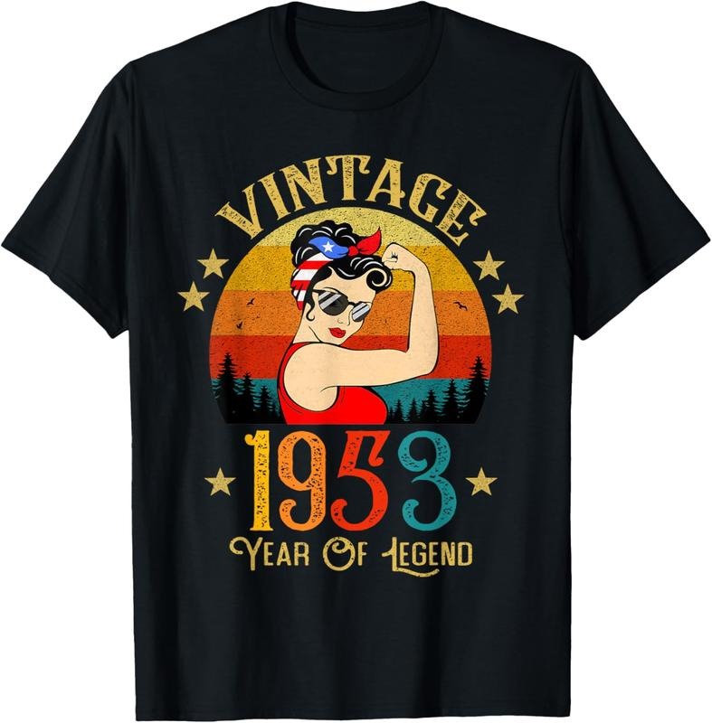 100% Cotton 71th Birthday Gift 71 Years Old For Women Retro Vintage 1953 T-Shirt Hoodie, Sweatshirt | GrindPrints.com