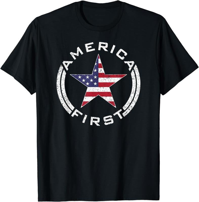 [100% Cotton]AMERICA FIRST USA FLAG AMERICAN STAR ROUNDEL PATRIOT TEE T-Shirt Hoodie, Sweatshirt | GrindPrints.com