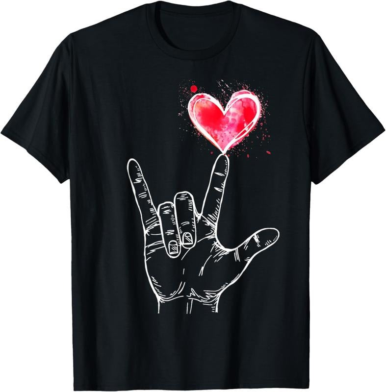 100% Cotton ASL I Love You Hand Sign Language Heart Valentine's Day T-Shirt Hoodie, Sweatshirt | GrindPrints.com