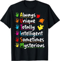 100% Cotton Always Unique Autism Awareness Totally Intelligent  T-Shirt Hoodie, Sweatshirt | GrindPrints.com