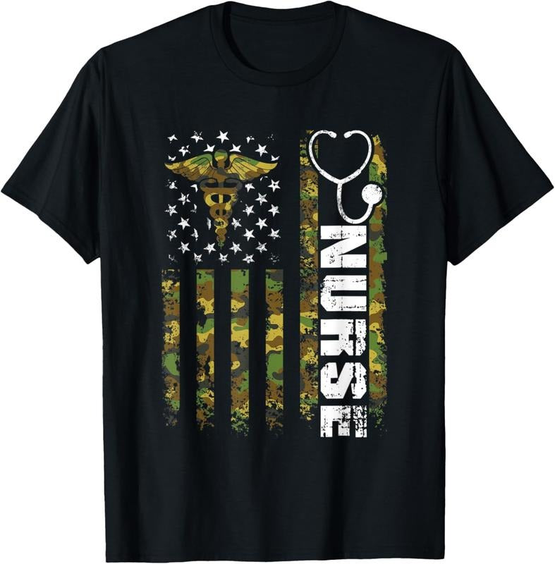 100% Cotton American Flag Camouflage Nurse Patriotic 4th Of July T-Shirt Hoodie, Sweatshirt | GrindPrints.com