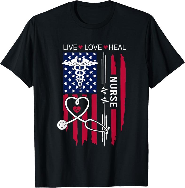 100% Cotton American Flag Nurse Day Gifts, Week Gift Nurse, Nurse's Day T-Shirt Hoodie, Sweatshirt | GrindPrints.com