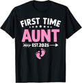 100% Cotton Auntie 2025 First Time Aunt Est 2025 Baby Announcement T-Shirts, Hoodie, Sweatshirt