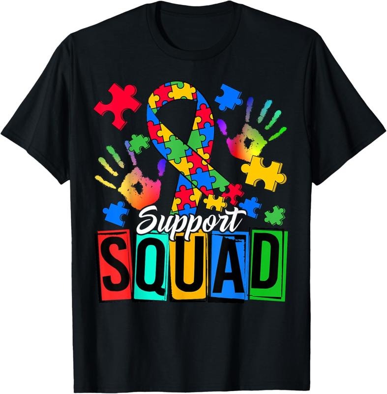 100% Cotton Autism Awareness Autism Support Squad Family T-Shirt Hoodie, Sweatshirt | GrindPrints.com