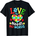 100% Cotton Autism Awareness Love Needs No Words T-Shirt Hoodie, Sweatshirt | GrindPrints.com