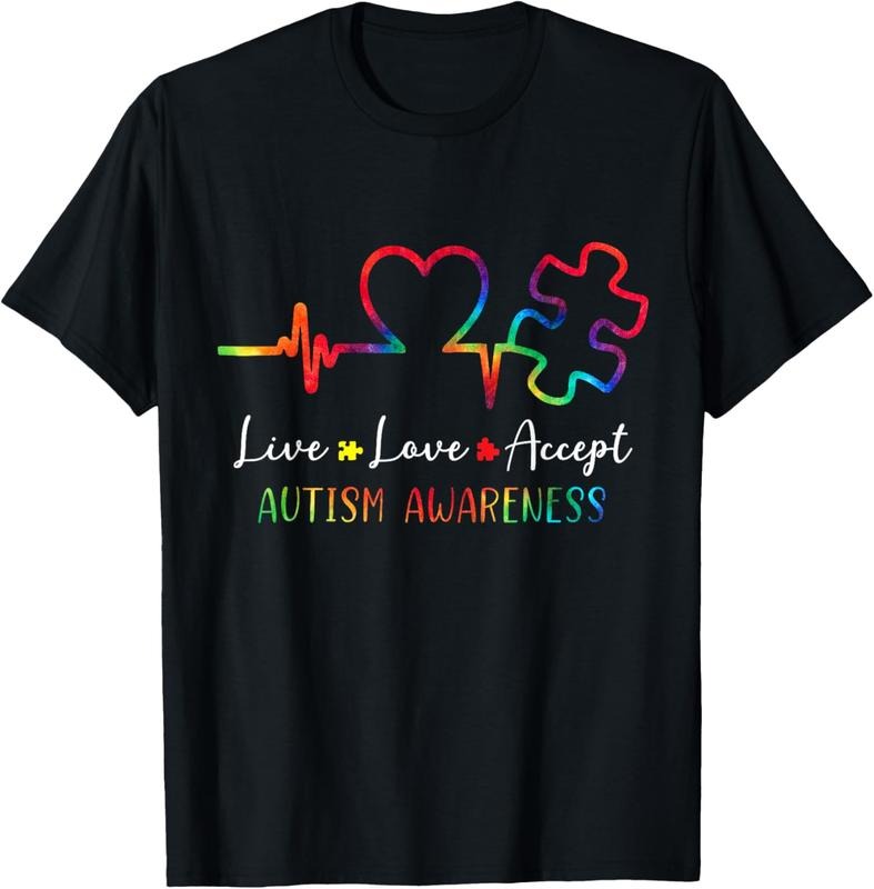 100% Cotton Autism Awareness Men Women  Live Love Accept Tie Dye T-Shirt Hoodie, Sweatshirt | GrindPrints.com