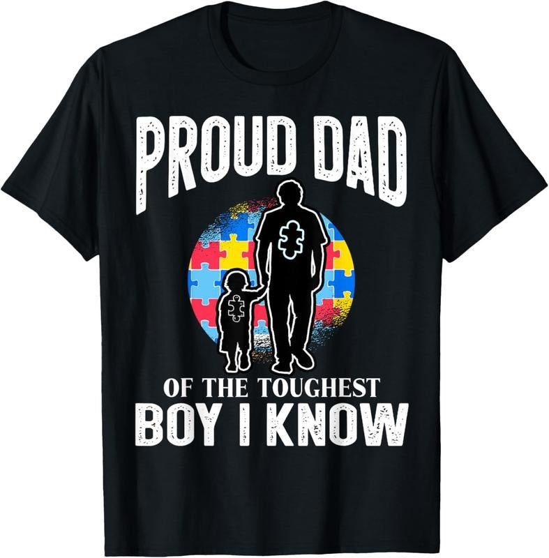 100% Cotton Autism Awareness for Proud Dad Support Autistic  T-Shirt Hoodie, Sweatshirt | GrindPrints.com