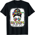 100% Cotton Autism Mom Life Messy Bun Bleached Mothers Day Autism Mom T-Shirt Hoodie, Sweatshirt | GrindPrints.com