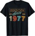 100% Cotton Awesome Since 1977 Year Of Birth Birthday T-Shirt Hoodie, Sweatshirt | GrindPrints.com
