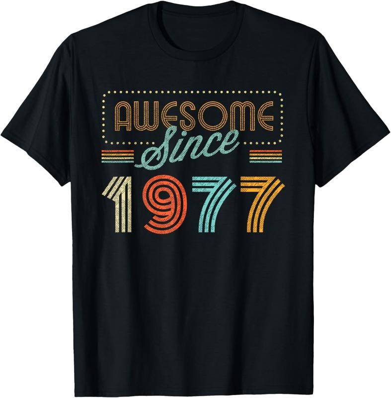 100% Cotton Awesome Since 1977 Year Of Birth Birthday T-Shirt Hoodie, Sweatshirt | GrindPrints.com