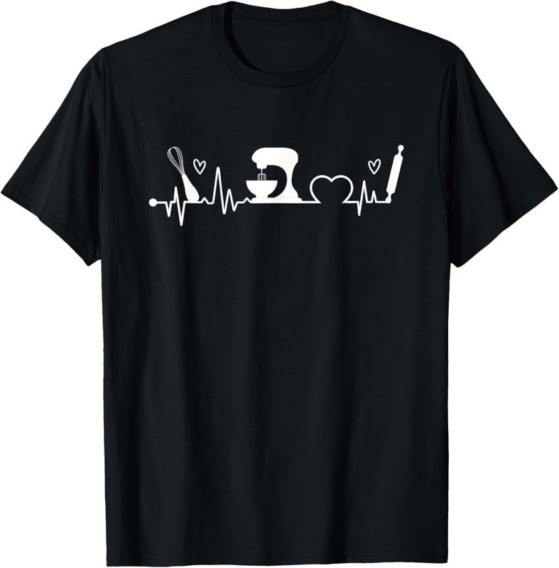 100% Cotton Baking Heartbeat Baker Bakery Owner Pastry Chef T-Shirt Hoodie, Sweatshirt | GrindPrints.com
