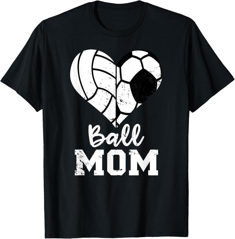 100% Cotton Ball Mom Heart Funny Soccer Volleyball Mom T-Shirt Hoodie, Sweatshirt | GrindPrints.com