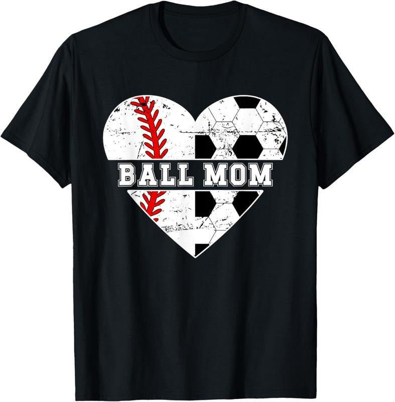 100% Cotton Ball Mom Heart Soccer Baseball Mom Soccer Baseball Mama T-Shirt Hoodie, Sweatshirt | GrindPrints.com