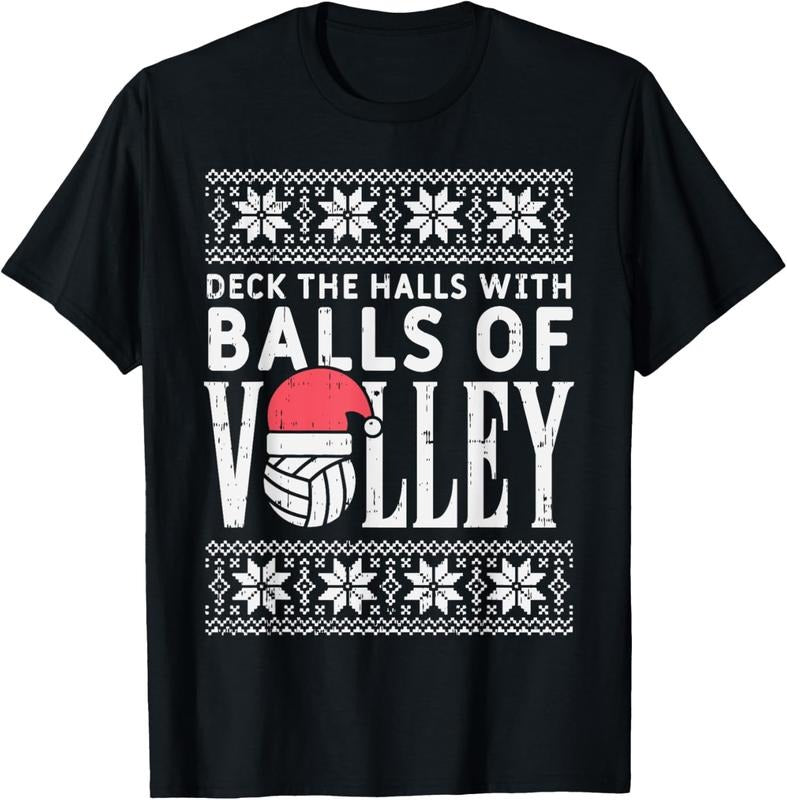 100% Cotton Balls Of Volley Xmas Volleyball Ugly Christmas Sweater Gift T-Shirt Hoodie, Sweatshirt | GrindPrints.com