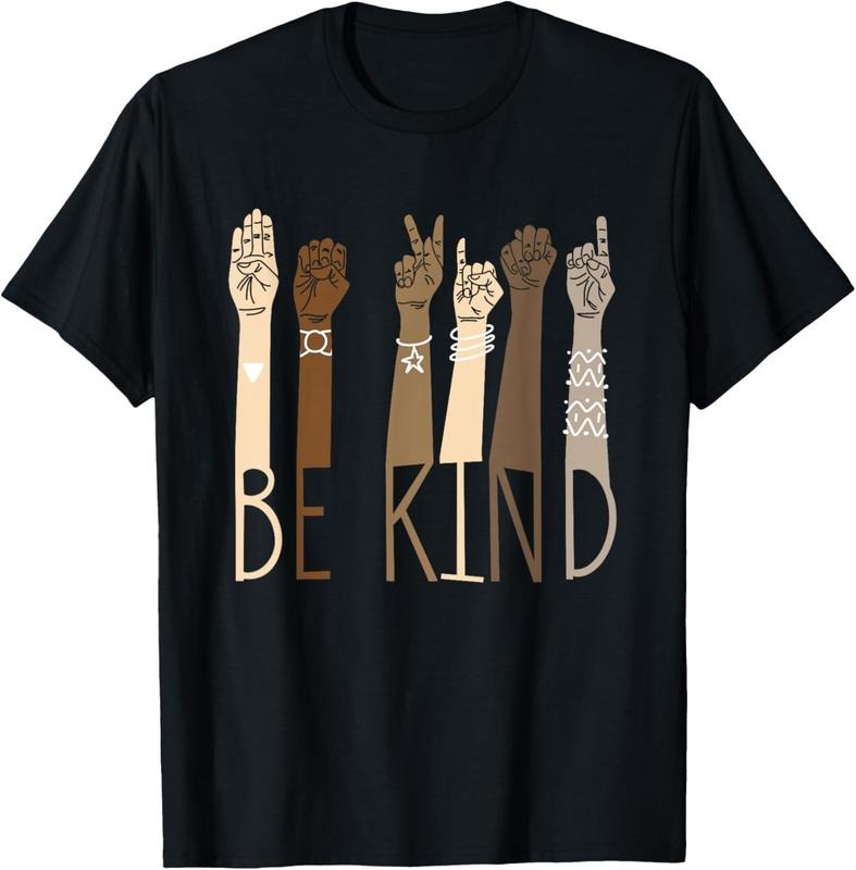 100% Cotton Be Kind Sign Language Hand Talking Teachers Interpreter ASL T-Shirt Hoodie, Sweatshirt | GrindPrints.com