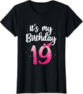 100% Cotton Birthday Tee Girl Cute It's my 19th Birthday 19 Years Old T-Shirt Hoodie, Sweatshirt | GrindPrints.com