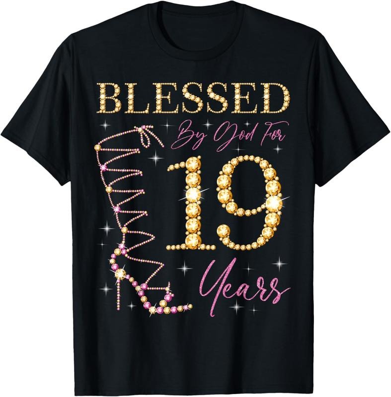 100% Cotton Blessed God 19 Years Old 19th Party B Day T-Shirts, Hoodie, Sweatshirt